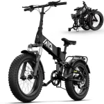 TST Electric Bike, 4.0 Fat Tire Foldable Ebike, 48V 13Ah Battery, 750W Electric Commuter Bicycle with LCD, 20" One-Step Folding Electric City Bike for Men Women, Black - Image 2